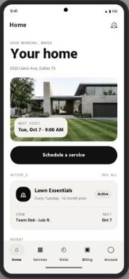 Customer home screen