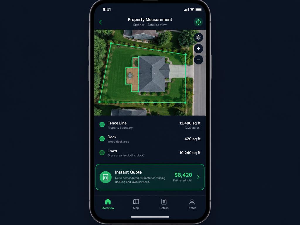 AI measuring a property on a satellite map