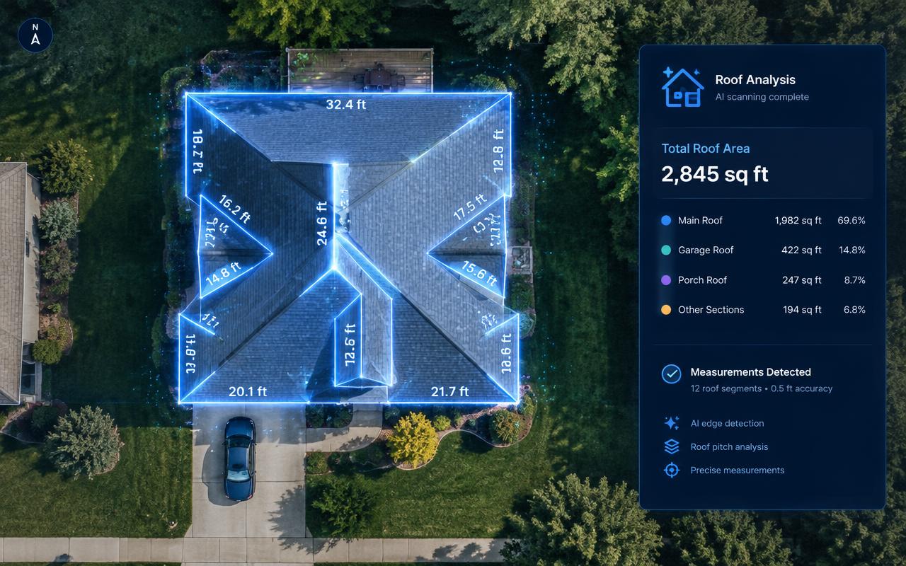 AI measuring a property on a satellite map